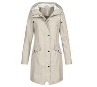 AnnSemo - Chaqueta de lluvia impermeable para mujer con capucha, abrigo de invierno ligero y casual con cremallera de corte holgado, chaqueta cálida con capucha para deporte, gimnasio, esquí, viajes,