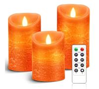 AnnSpa 3 Set Velas de LED sin Pilares de pilas Llama con Control Remoto, de Cera Real Parpadeo Mecha móvil Parpadeo Ámbar Luz amarilla Velas, Cera Sin Perfume Halloween Regalo y decoración (Naranja)