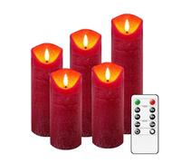 AnnSpa 5 Set Velas de LED sin Pilares de pilas Llama con Control Remoto, de Cera Real Parpadeo Mecha Parpadeo Ámbar Luz amarilla Velas, Cera Sin Perfume para Regalo y decoración (Rojo)