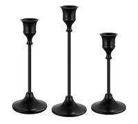 AnnSpa Candelabro Negro Decorativo Vintage Metal Candelabros para Velas Portavelas de Varilla 22/19/16cm para Bodas Decoración de Mesas Ceremonias Cumpleaños Navidad Halloween (Negro, 3 Piezas)