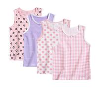 Anntry 2-8 Años Niñas Colores Sólidos Camisas de Suave Camisas 4 Pack Niños Cómodos Camisetas Sin Mangas Respirables