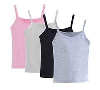 Anntry 2-8 Años Niñas Colores Sólidos Camisas de Suave Camisas 4 Pack Niños Cómodos Camisetas Sin Mangas Respirables (3-4 años, Colores-2)