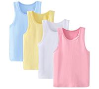 Anntry 2-8 Años Niñas Colores Sólidos Camisas de Suave Camisas 4 Pack Niños Cómodos Camisetas Sin Mangas Respirables