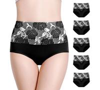 Anntry Braguitas de Cintura Alta para Mujer, Calzoncillos de algodón para Mujer, Ropa Interior de Cobertura Completa, Bragas Transpirables Suaves, Paquete de 5