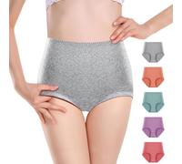Anntry Calzoncillos de algodón Suave para Mujer Ropa Interior Color sólido Transpirable Cintura Alta Cobertura Completa Bragas para Mujer Multipack