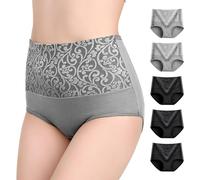 Anntry Ropa Interior de algodón para Mujer Bragas Cintura Media-Alta Calzoncillos elásticos Transpirables Suaves Calzoncillos para Damas (Paquete de 5)