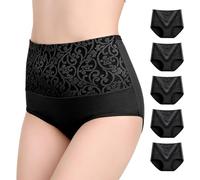 Anntry Ropa Interior de algodón para Mujer Bragas Cintura Media-Alta Calzoncillos elásticos Transpirables Suaves Calzoncillos para Damas (Paquete de 5)