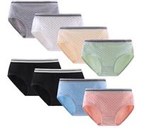 Anntry Ropa Interior de algodón Suave para niñas Adolescentes, Bragas sólidas de Cintura Media para Adolescentes de 10 a 16 años (Paquete de 8)