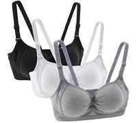 Anntry Sujetador Deportivo de algodón para niña Adolescente con Correa Ajustable Desmontable Bralette de Entrenamiento Paquete de 3