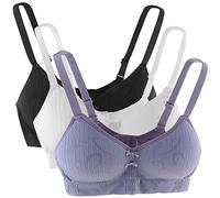 Anntry Sujetadores Sin Aros para Niñas Adolescentes Algodón Tirantes Ajustable Reunido Ropa Interior para 12 a 18 años Mujeres y Chica- Paquete de 3