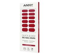 ANNY Gel Nail Strips - Lámina de uñas UV para pegar con lámpara UV, duradera y sin astillas, fácil aplicación, color rojo mate - n.º 54