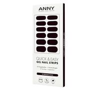 ANNY Nail Strips - Láminas de uñas UV para pegar con lámpara UV, duraderas y sin astillas, fácil aplicación, color negro clásico - n.º 90