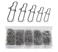 Annyswit 100 Piezas/5 tamaños Snap de Pesca para swivels Set 2# 1# 0# 00# 000# Quick Change Trucha Mosquetón Snaps con Duo Lock Easy Snap para señuelos y Peces Depredadores Köder Swivels