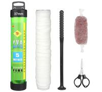 Annyswit PVA para Pesca de 5m con Tijeras Embudo y Sistema de Empuje de 18/25/37 mm Bolsas de PVA para Pesca Accesorios de Malla de PVA para Carpa Bolsas de PVA para cebos sólidos (37 mm)