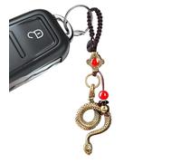 Año chino de la serpiente - Estatua de latón del año de la serpiente, colgante de serpiente estético vintage | Abalorio de bolsa y llavero decorativo para hombres y mujeres, fundición de cera perdida