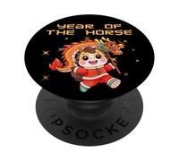 Año Chino del Caballo 2026 Jinete Amor por los Caballos PopSockets PopGrip Adhesivo