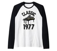 Año Clásico 1977 con Piano de Cola. Camiseta Manga Raglan