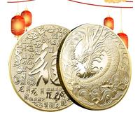 Año de la moneda - Moneda tradicional china de doble cara con relieve,Moneda tradicional china, año chino de las monedas 2024, de hierro de monedas, dorado, ver descripción, Ver descripción