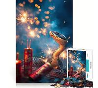 Año de la Serpiente - Celebración de Fuegos Artificiales Lunares Rompecabezas de 1000 Piezas para Adultos Juego Que estimula la Mente Superficie Lisa y sin Rebabas Un pasatiempo Fascinante