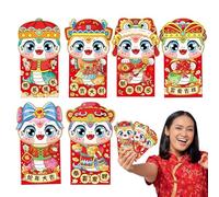 Año de los velos rojos serpientes - Paquete de 6 paquetes de dinero de la suerte del festival de primavera | 2025 Año Nuevo chino Hong Bao Ofertas de efectivo | Diseño de serpiente bolsillos rojos