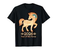 Año del Caballo 2026 - Caballo de Fuego Dorado Año Nuevo Lunar Camiseta