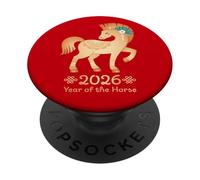 Año del Caballo 2026 - Caballo de Fuego Dorado Año Nuevo Lunar PopSockets PopGrip Adhesivo