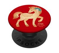 Año del Caballo 2026 - Caballo de Fuego Dorado Año Nuevo Lunar PopSockets PopGrip Adhesivo