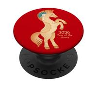 Año del Caballo 2026 - Caballo de Fuego Dorado Año Nuevo Lunar PopSockets PopGrip Adhesivo