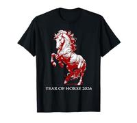 Año del Caballo 2026 Fuego Chino Año Nuevo NYE Camiseta