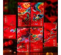 Año del caballo 2026 para sobres rojos con construcción de cartulina resistente e iconografía distintiva de caballos (6 piezas)