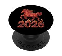 Año del Caballo de Fuego 2026 Caballo de cría del Zodiaco Chino PopSockets PopGrip Adhesivo