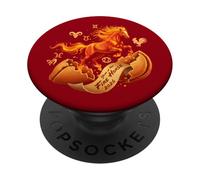 Año del Caballo de Fuego 2026 Fortuna Año Nuevo Lunar Chino PopSockets PopGrip Adhesivo