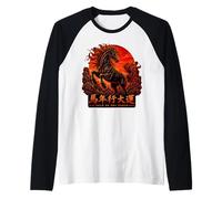 Año del Caballo Horóscopo Chino Astrología Nacimiento Zodíaco Camiseta Manga Raglan