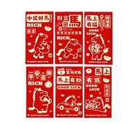 Año Del Caballo Sobres Rojos | 6 Piezas Sobres Festivos De Dinero De La Suerte | 2026 Año Del Caballo Sobres Rojos - Para Familia Abuelos Relacionados Padres Niños Colegas Vecinos