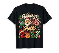 Año Nuevo 2027 Adiós 2026 Hola Navidad Familia Coincidencia Camiseta gráfica económica