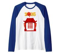 Año Nuevo Chino 2026 Templo Asiático Año Nuevo Lunar Chino Camiseta Manga Raglan