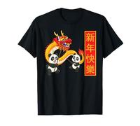 Año Nuevo Chino del Caballo Panda Rojo Dragon Dance Camiseta