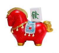Año Nuevo Chino Giratorio Caballo Figurita Resina Mascota de la Suerte con Lingote para Decoración de Escritorio Oficina en Casa Adornos Festivos Rojo (2)