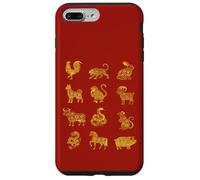 Año Nuevo Chino Lunar Chino Signos de Animales del Zodiaco Carcasa para iPhone 7 Plus/8 Plus