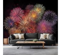 Año Nuevo Chino Papel Tapiz Fotográfico Cielo Nocturno Fuegos Artificiales Fotomurale 500 x 280 cm, Art Mural Negro Papel Pintado Fotomural - Cafe Restaurant Dormitorio Hoga Murales Decoración