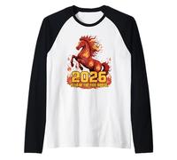 Año Nuevo Lunar 2026 Horóscopo Caballo de Fuego Astrología Arte Camiseta Manga Raglan