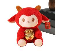Año Nuevo Lunar Oveja Cordero con Bolsa de Bendición Diseño Rojo Juguete | Cabra China Animal de Peluche Para Navidad Hogar Sofá Fiesta Detalles Dormitorio Habitación Bebé Y Festivo 30cm