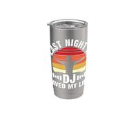 Anoche un DJ me salvó la vida Retro DJ Sunset Vaso térmico de acero inoxidable de doble pared