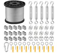 ANOMM 50M Kit de Cuerda de escalada para plantas, Cable de Acero Inoxidable Recubierto de PVC de 2mm con Tensor M5, Kit de Jardín de Alambre para Planta Trepadoras, Cercas, Luces Colgantes de Exterior