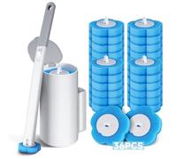 ANOMM Juego De Libros Desechables para Inodoros, 36 Cabezales Repuesto, 1 Mango Alargado y 2 Cajas Almacenamiento, Escobilla Desechable de Pared, para Limpieza Baño y Inodoro