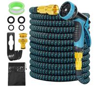ANOMM Manguera Jardin30 Metros/100 FT, Manguera Extensible con Pistola Rociadora de 10 Funciones, Conectores de 3/4" y 1/2", Mangueras Anti-dobleces Para Jardín, Exteriores, Lavado de Autos
