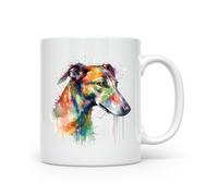 Anonymous Gifting Taza con impresión de perro en acuarela - hermosa taza impresa brillante - galgo