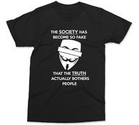 Anonymowoke Quote T Shirt Conscioawareness Slogan tee Guy Fawkes Men's Top Black L