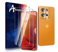 Anoowkoa 2 Pack para Motorola Moto G15/Moto G15 Power Protector de Pantalla + 2 Pack Protector de Lente de Cámara, protector de pantalla de vidrio templado, película protectora