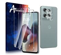 Anoowkoa 2 Pack para Motorola Moto G56 Protector de Pantalla + 2 Pack Protector de Lente de Cámara, protector de pantalla de vidrio templado, película protectora